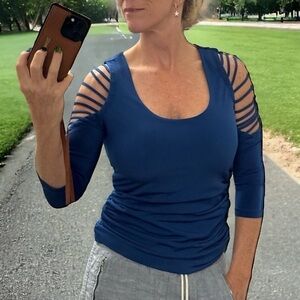Boston Proper electric blue‎ blouse